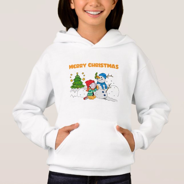 Merry Christmas Kid Building Snowman Festive T-Shi (Anverso)