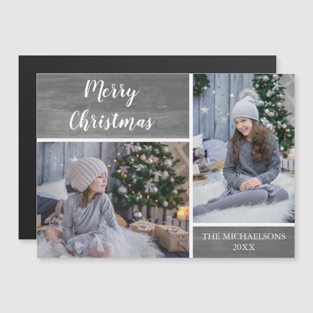 Merry Christmas Kids Photo Magnet (Anverso/Reverso)