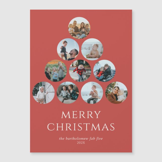 Merry Christmas Magnet 10 Fotos Red (Anverso)