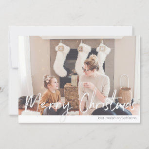 Merry Christmas Modern Handwrin Tarjeta fotográfic