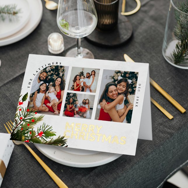 Merry Christmas Moments Photos Wrapped in Joy (A timeless Christmas card design to showcase your family’s favorite holiday moments.)