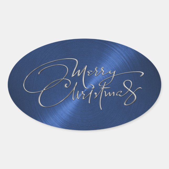 Merry Christmas Navy Blue Pegatina Grabado en reli (Anverso)