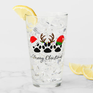 Merry Christmas Paws de 16 oz de vidrio de pinta