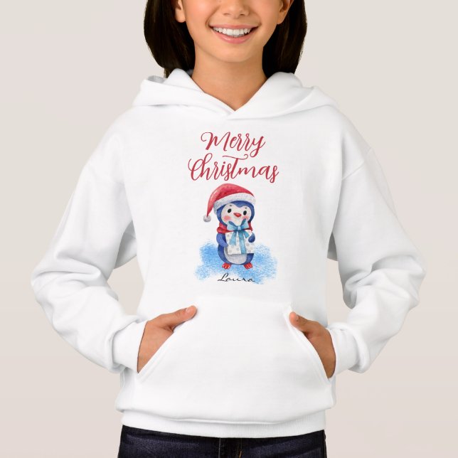 Merry Christmas Penguin Name, Youth XS - XL (Anverso)