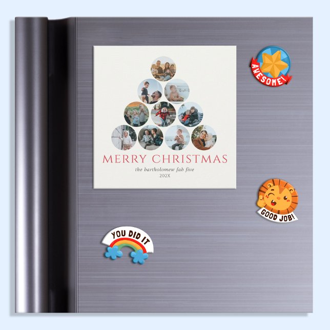 Merry Christmas Photo Red Refrigerator Magnet (Subido por el creador)