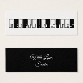 Merry Christmas Piano Keys Typography Black White