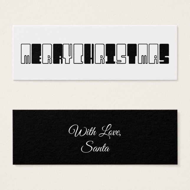 Merry Christmas Piano Keys Typography Black White (Anverso y reverso)
