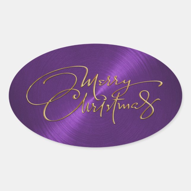 Merry Christmas Purple Pegatina Grabado en relieve (Anverso)
