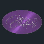 Merry Christmas Purple Pegatina Grabado en relieve<br><div class="desc">Artículos con temática navideña diseñados por Umua. Impreso y enviado por Zazzle o sus afiliados.</div>
