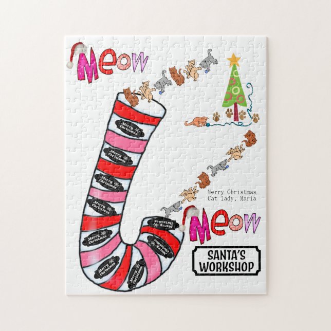 Merry Christmas Puzzle Navidades Mew Cat Lady (Vertical)