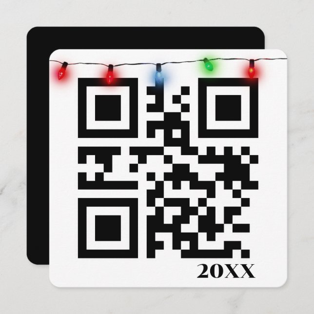 Merry Christmas QR Code con String Lights (Anverso / Reverso)