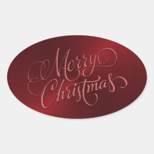 Merry Christmas Red Pegatina Grabado en relieve Lo