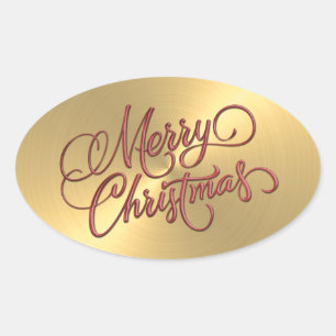 Merry Christmas Red Pegatina Grabado en relieve Lo