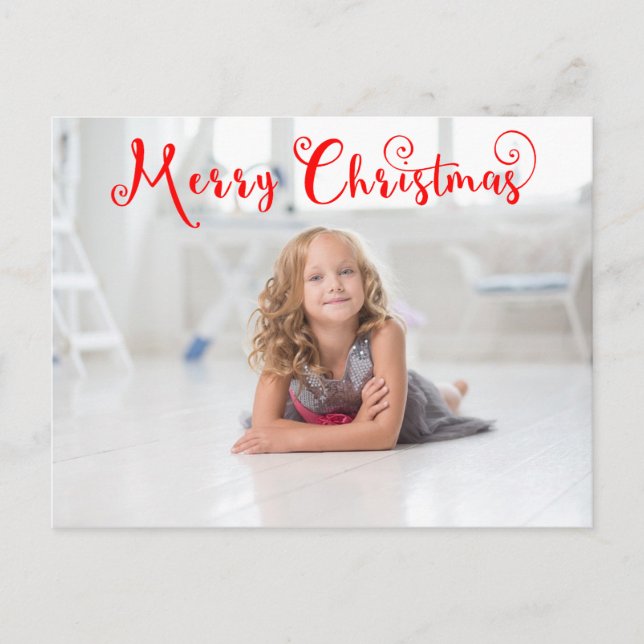 Merry Christmas Red Script - Tarjeta Post (Anverso)