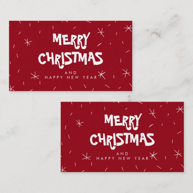 Merry Christmas Red Snow Mini Tarjeta de regalo (Anverso / Reverso)