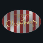 Merry Christmas Red Stripe Pegatina Grabado en rel<br><div class="desc">Artículos con temática navideña diseñados por Umua. Impreso y enviado por Zazzle o sus afiliados.</div>