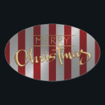 Merry Christmas Red Stripe Pegatina Grabado en rel<br><div class="desc">Artículos con temática navideña diseñados por Umua. Impreso y enviado por Zazzle o sus afiliados.</div>