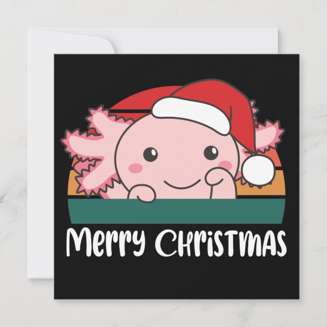 Merry Christmas Retro Axolotl Invitación de Navida (Anverso)