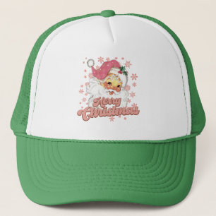 Merry Christmas Retro Typography Santa Gorra Rosa