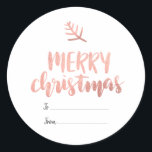 Merry Christmas Rosa Gold Typography | Etiqueta de<br><div class="desc">Merry Christmas Rosa Gold Typography | Etiqueta de regalo</div>