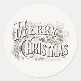 MERRY CHRISTMAS ROUND CUSTOM NAME PEGATINA