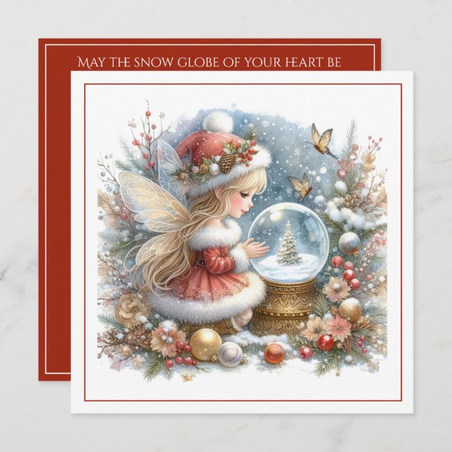 Merry Christmas – Santa Fairy with Snow Globe (Anverso / Reverso)