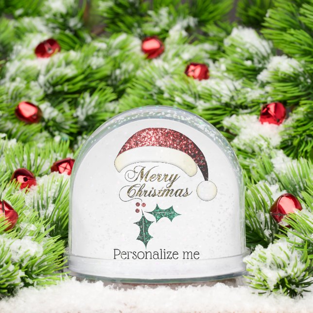 Merry Christmas Santa hat Sparkles Custom text (Navidad)