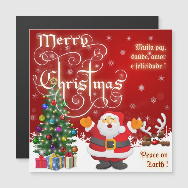 Merry Christmas Text Magnetic Card (Anverso/Reverso)