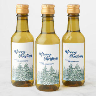 Merry Christmas tree forest Watercolor script