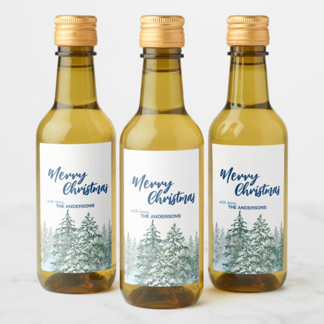 Merry Christmas tree forest Watercolor script (Botellas)