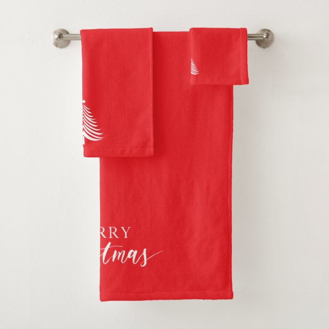 Merry Christmas Tree Towel Set Minimalist (In situ)