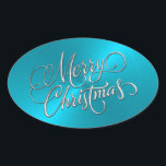Merry Christmas Turquoise Pegatina Grabado en reli<br><div class="desc">Artículos con temática navideña diseñados por Umua. Impreso y enviado por Zazzle o sus afiliados.</div>