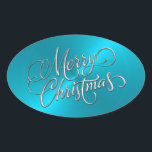 Merry Christmas Turquoise Pegatina Grabado en reli<br><div class="desc">Artículos con temática navideña diseñados por Umua. Impreso y enviado por Zazzle o sus afiliados.</div>