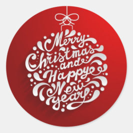 Merry Christmas Typography Design Round Pegatina