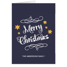 Merry Christmas Typography Midnight Blue White