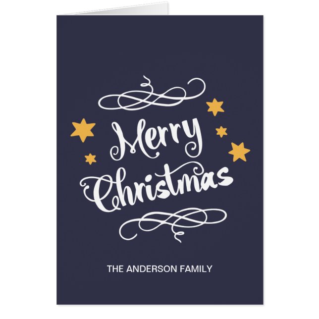 Merry Christmas Typography Midnight Blue White (Frente)