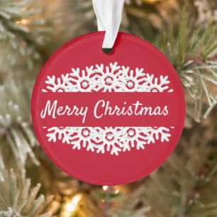 Merry Christmas Typography Ornamento Acrílico Rojo