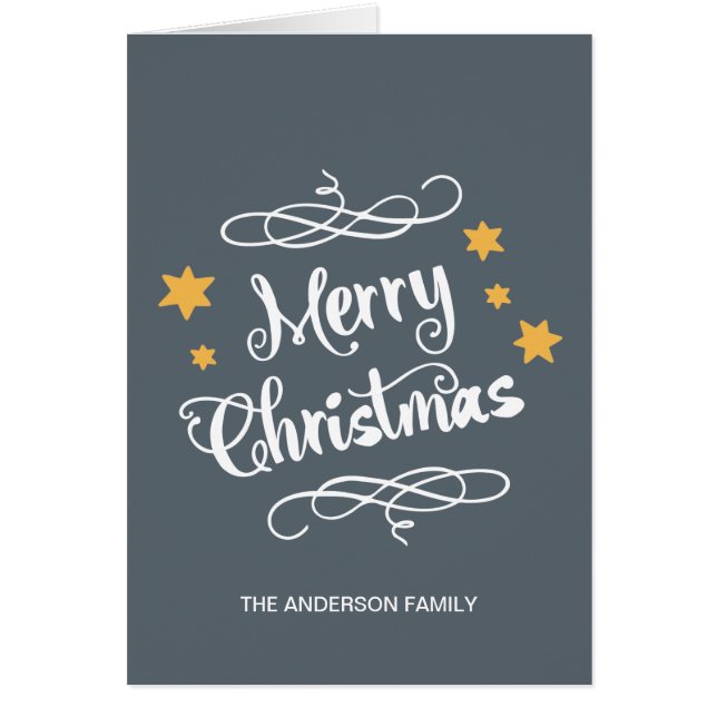 Merry Christmas Typography Slate Gray White (Frente)