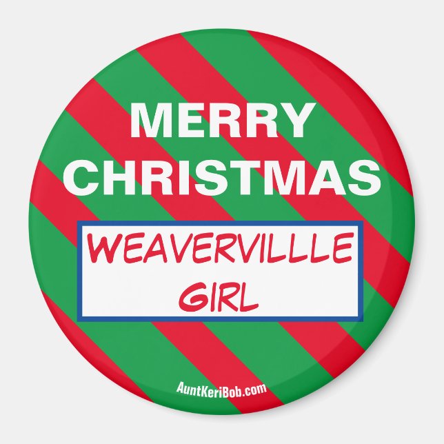 MERRY CHRISTMAS Weaverville Chica imán (Frente)