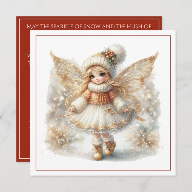 Merry Christmas – Winter Fairy with Golden Wings & (Anverso / Reverso)