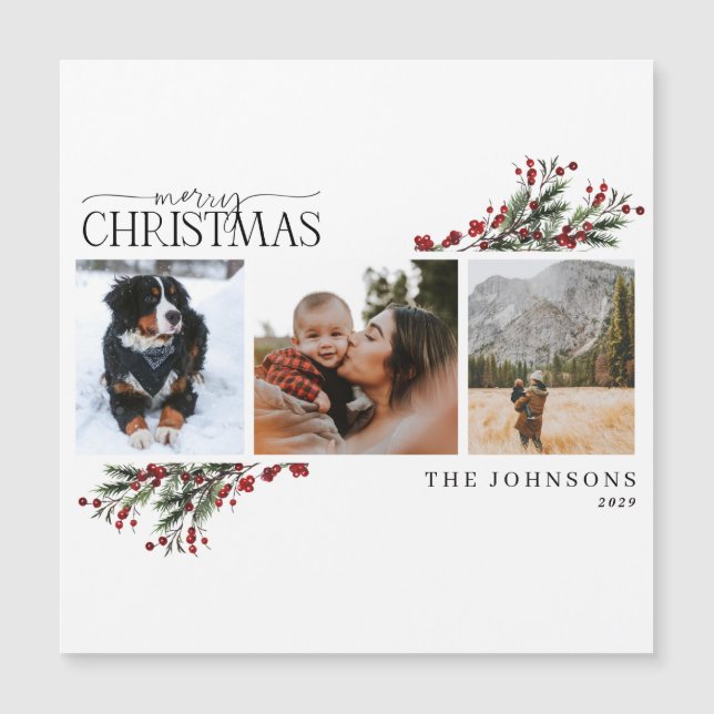 Merry Christmas Winter Photo Holiday Card Magnet (Anverso)
