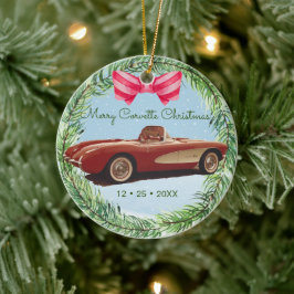 Merry Corvette Navidades Ornamento cerámico