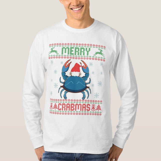 Merry Crabmas Funny Crab Ugly Christmas Sweater (Anverso)