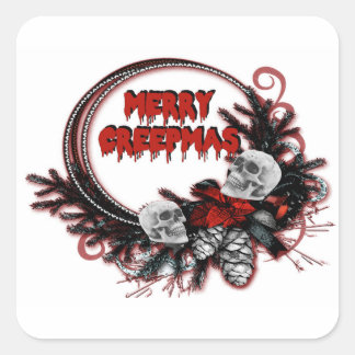 Merry Creepmas Horror Navidades Pegatina cuadrado