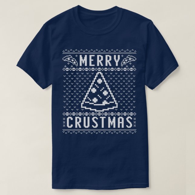 Merry Crustmas Pizza Navidades feos suéter blanco (Diseño del anverso)