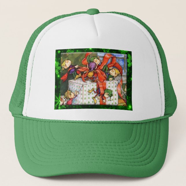 Merry Elves Wrapping Presente Gorra (Anverso)