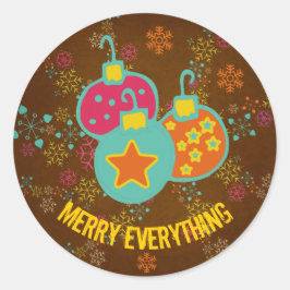 Merry Everything Ornaments Holiday Round Pegatina