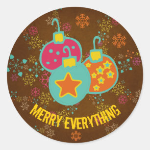 Merry Everything Ornaments Holiday Round Pegatina