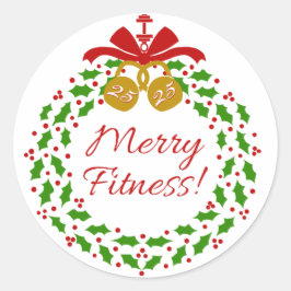 Merry Fitness Wreath Round Pegatinas