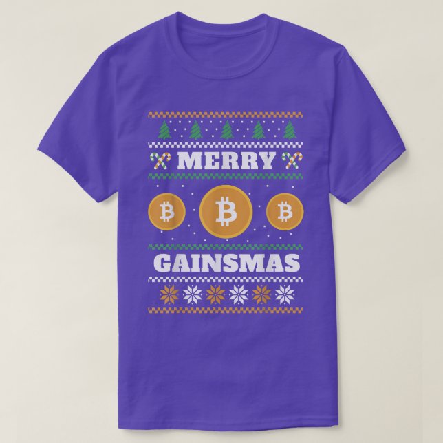 Merry Gainsmas Bitcoin Navidades feos suéter (Diseño del anverso)